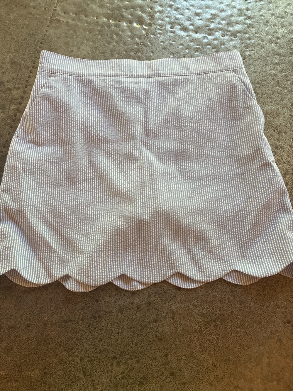 Vineyard Vines Scalloped Hem Blue & White Seersucker Skirt in Girls 14